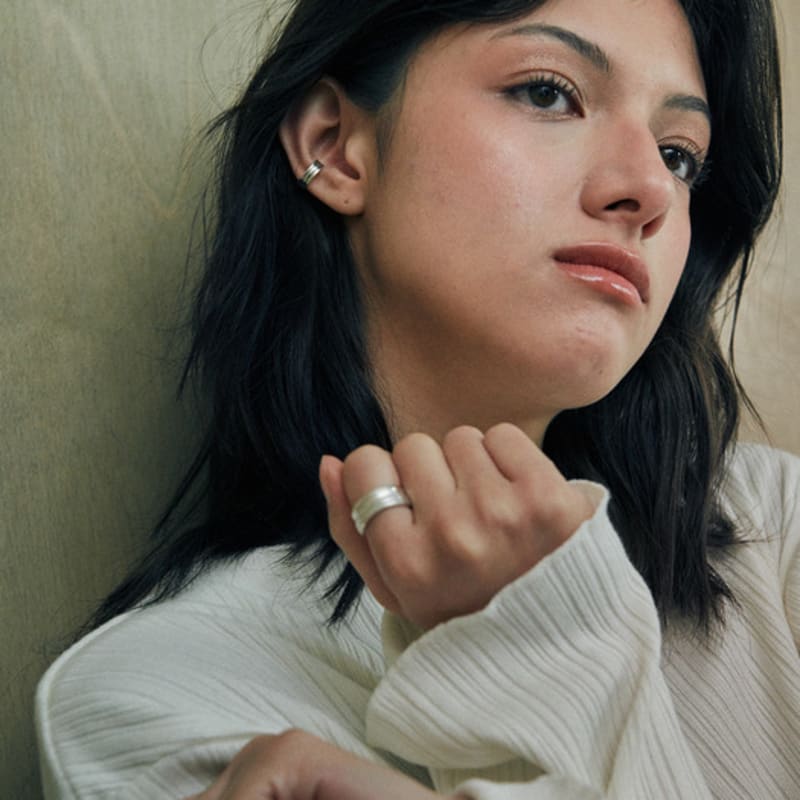 Green [925 Silver] Two.silver.207 / Strong Earcuff