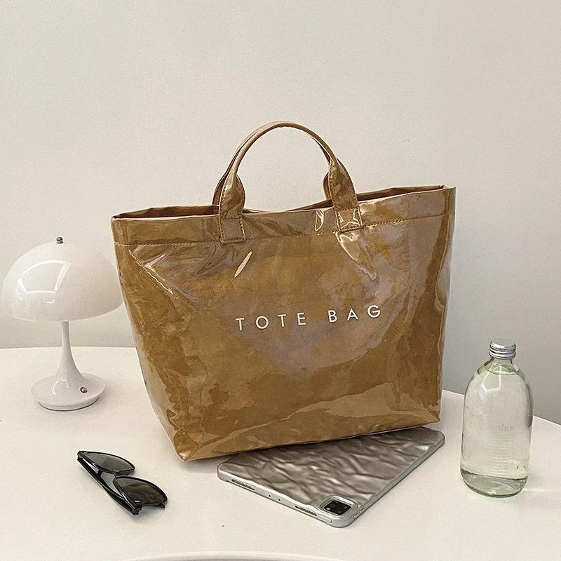 Versatile Jelly Manual Bag for Women Simple Large Capacity Commuting Tote Elegant and High-end New