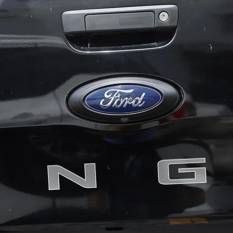 Car Sticker Car Rear Badge Ring Logo Frame Cover Decoration Trim Fit For Ford Ranger 2015-2021 F150 2009-2014 Auto Carbon Fiber/