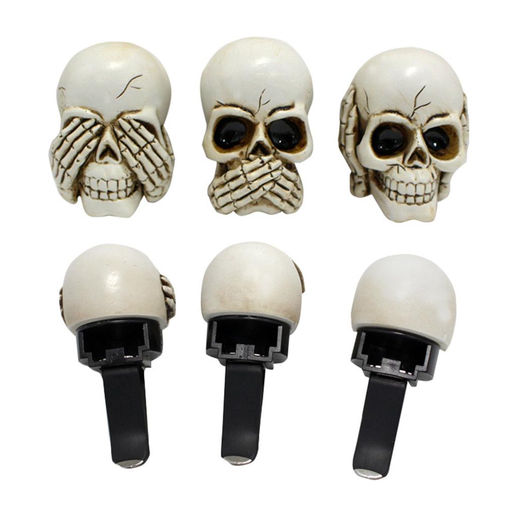 3Pcs/Set Resin Skulls Mini Skull Figures Car Fragrance Clip for Gift and Home Decor