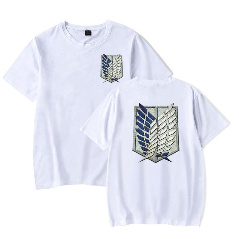 Attack on Giant Japanese Manga T-shirt: Unisex White Tee with Round Neck, Short Sleeves, Large Size for Summer