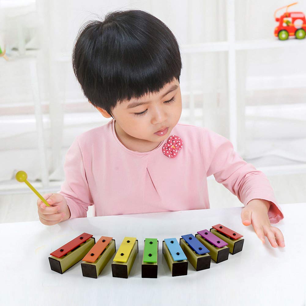 Ennbom Colorful Orff Instrument Sound Block, 8-Note Glockenspiel with Storage Case, Gift for New Year