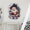 1sheets Santa Claus Christmas Wall Sticker Gift for Kids Baby Rooms Unique Xmas Decor Removable Vinyl Decal Breaking Brick Wall