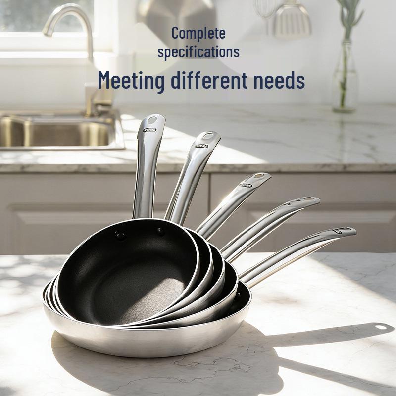

Flat-bottomed Non-stick Frying Pan for Induction Cookers, Ideal for Steaks, Pancakes, Frying & Stir-frying in Hotel Kitchens. 18cm