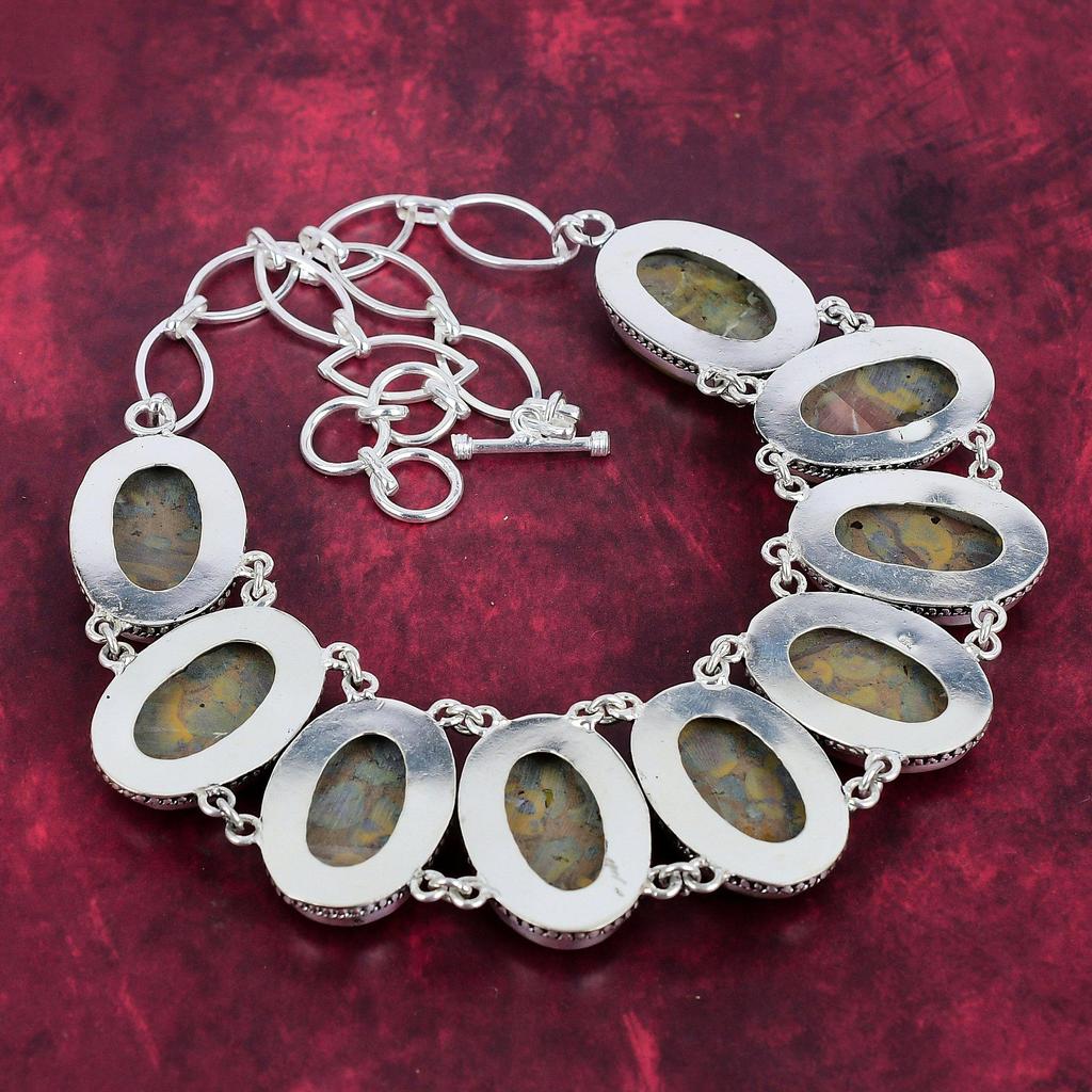 Fruit Jasper 925 Solid Sterling Silver Necklace with Adjustable Chain, Handmade Gemstone Jewelry Necklace For Memorial Day