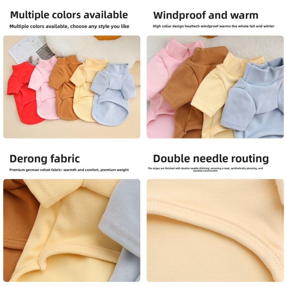 New Solid Color Puppy Hoodie Soft Cotton 2-leg Style Dog Warm Hoodie Simple Design High-Neck Sweatshirt Pet Clothing