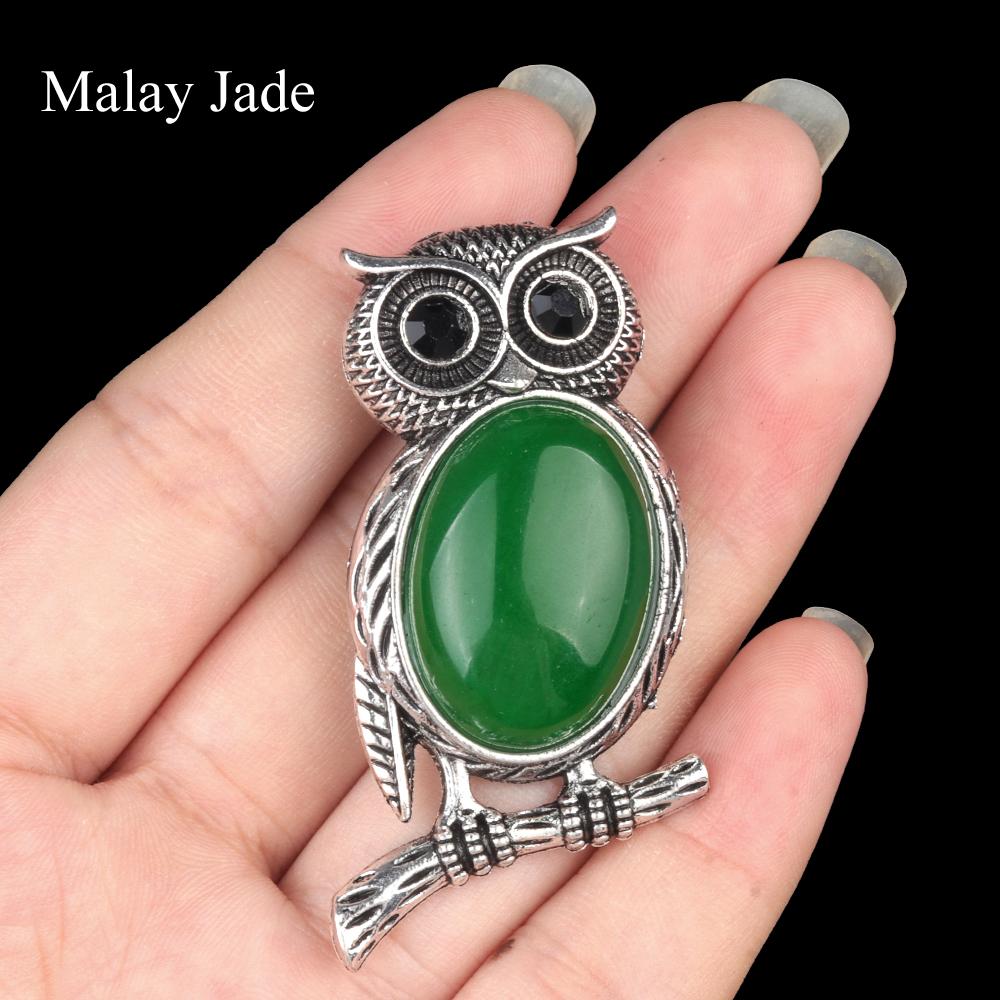 1Pc, Halloween Owl Shape Reiki Healing Crystal Pendant Brooch Pin, Unique Dual Purpose Design, for DIY Unisex Necklace Accessories or Hanging Clothes