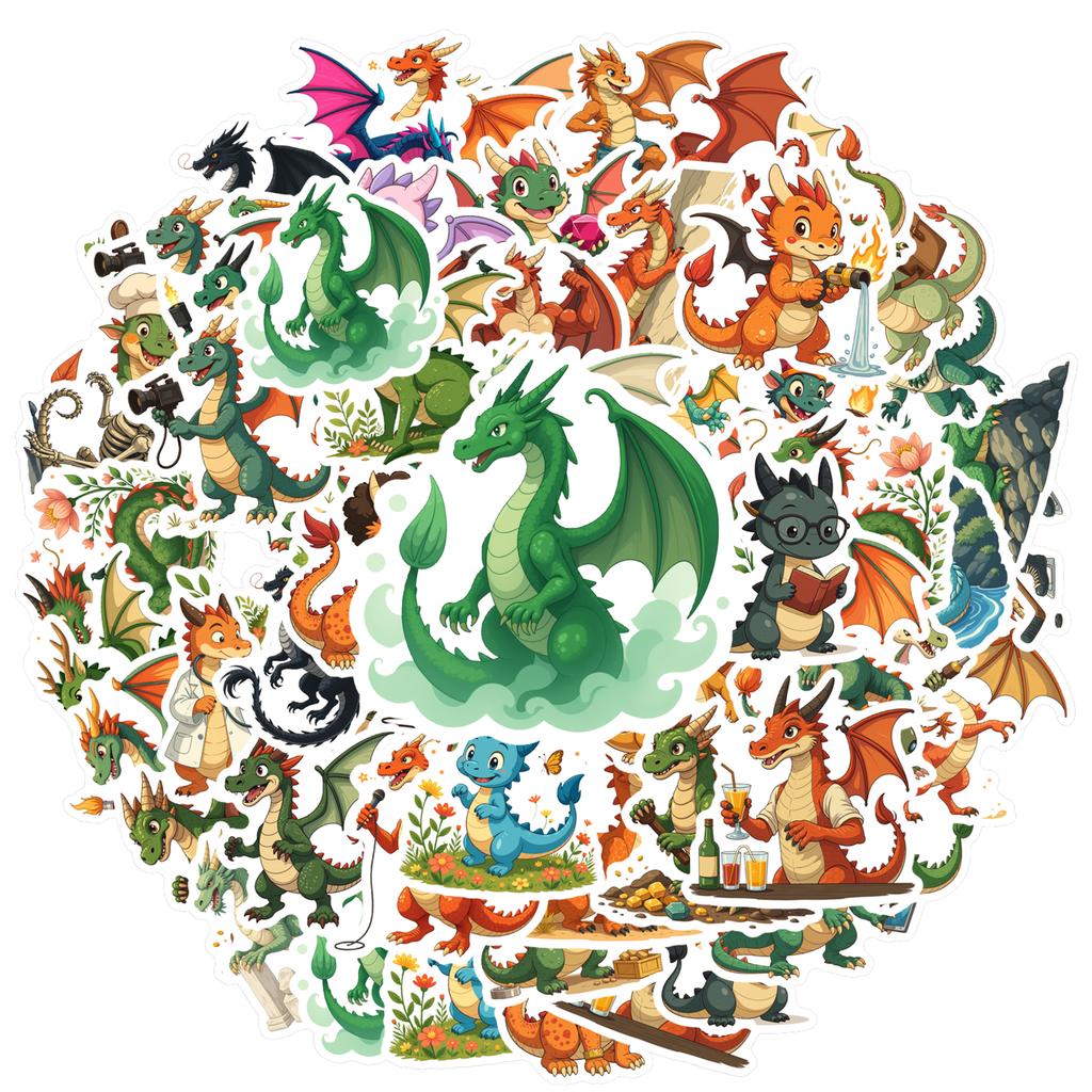 35pcs-100pcs Fantasy Mythical Creatures Stickers Cute Dragon Fantasy Stickers Stickers For DIY Phone Guitar