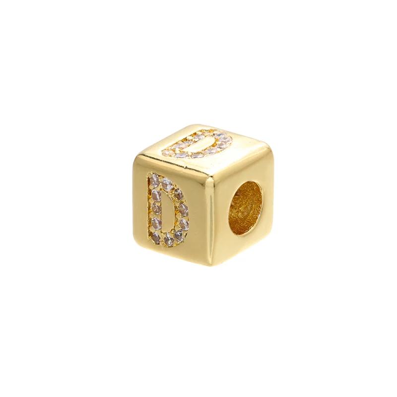 Gold-colored 8x8mm Square A-Z Letter Beads for DIY Handmade Bracelets, Earrings, and Jewelry Accessories Model:VZ246B