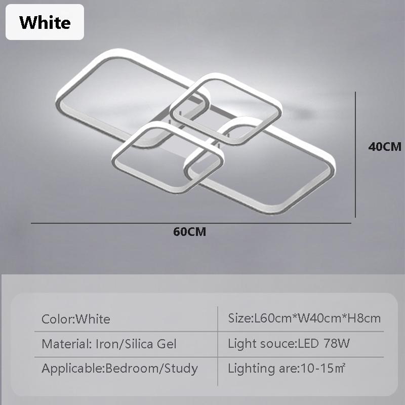 Modern LED Ceiling Lights Square 4 Heads Black And White Decorative Lamps For Bedroom Living Room Study Dining Room Home Fixture