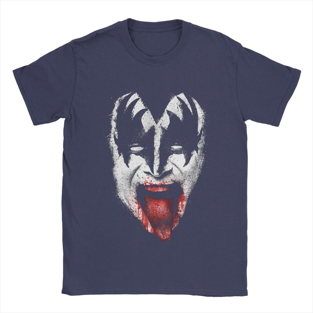Kiss Demon Face Men T Shirt Rock Brand Novelty Tees Short Sleeve O Neck T-Shirt Cotton Big Size Clothes