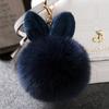 Niedlicher, flauschiger Kaninchenohr-Pelzknäuel-Schlüsselanhänger, Ringe, Anhänger, schöner Pompom, künstlicher Kaninchenfell-Schlüsselanhänger