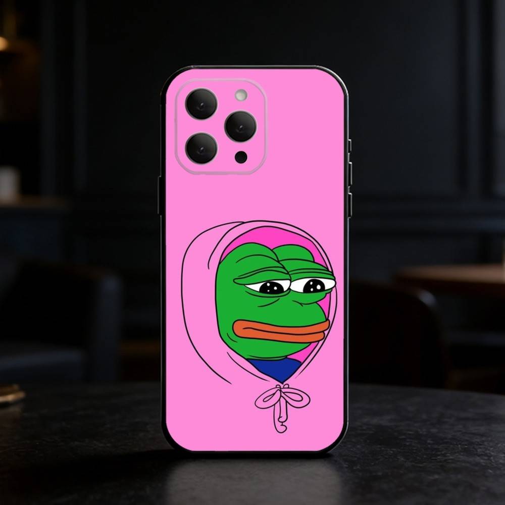 F-Funny P-Pepe the Frog Phone Case For iPhone 17,16,15,14,13,12,11 Plus,Pro Max,SE4Soft Silicone Black Cover