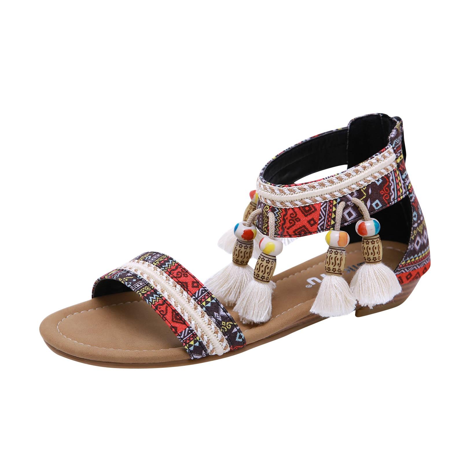 

Женские летние сандалии. Большие сандалии на плоской подошве. Сандалии с открытым носком и бахромой сзади. чёрный