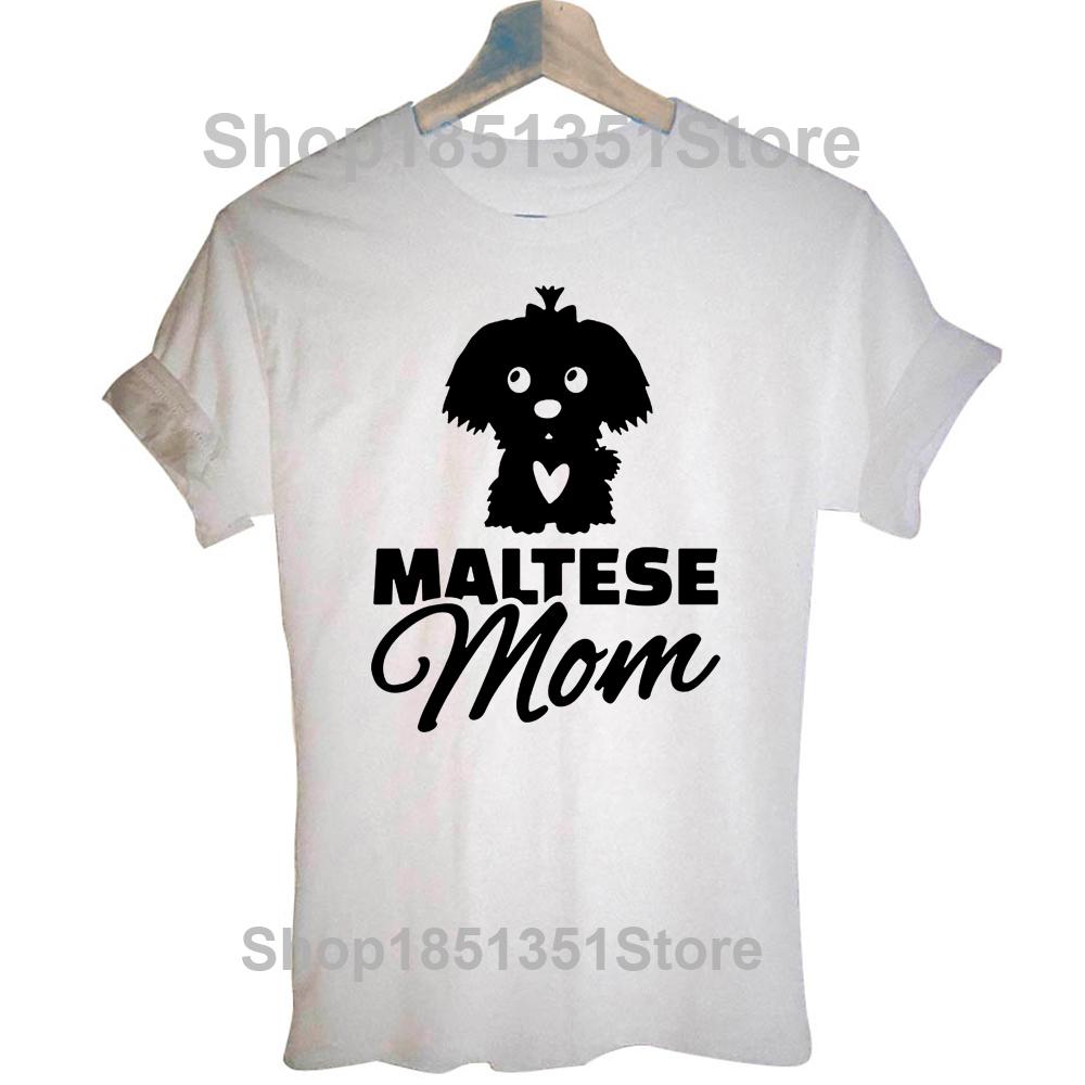 

Винтажная футболка с короткими рукавами «Мальтийская мама», женская забавная хлопковая футболка в стиле Харадзюку с рисунком, подарок для собаки, верхняя футболка, одежда 3XL