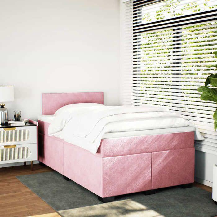VidaXL Sommier à lattes de lit avec matelas Rose 120x200 cm Velours 3286281