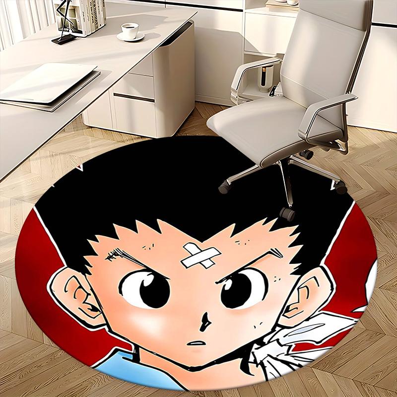 1pz Tappeto Rotondo con Design Cartone Animato Anime, Tappetino per Sedia da Ufficio, Tappeto Antiscivolo per Decorazione Casa