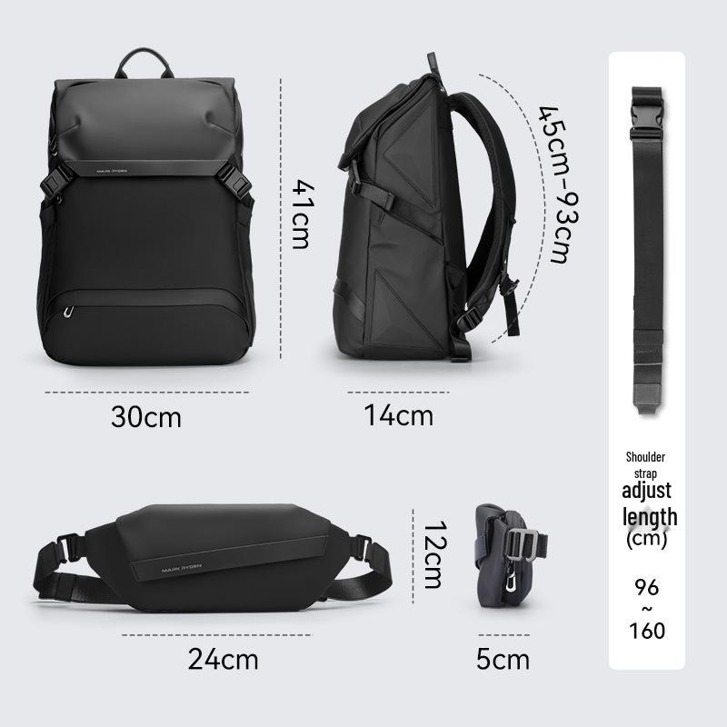 MARK RYDEN Men's Business Travel Backpack with Detachable Letter Bag, Large 15.6'' Laptop Capacity