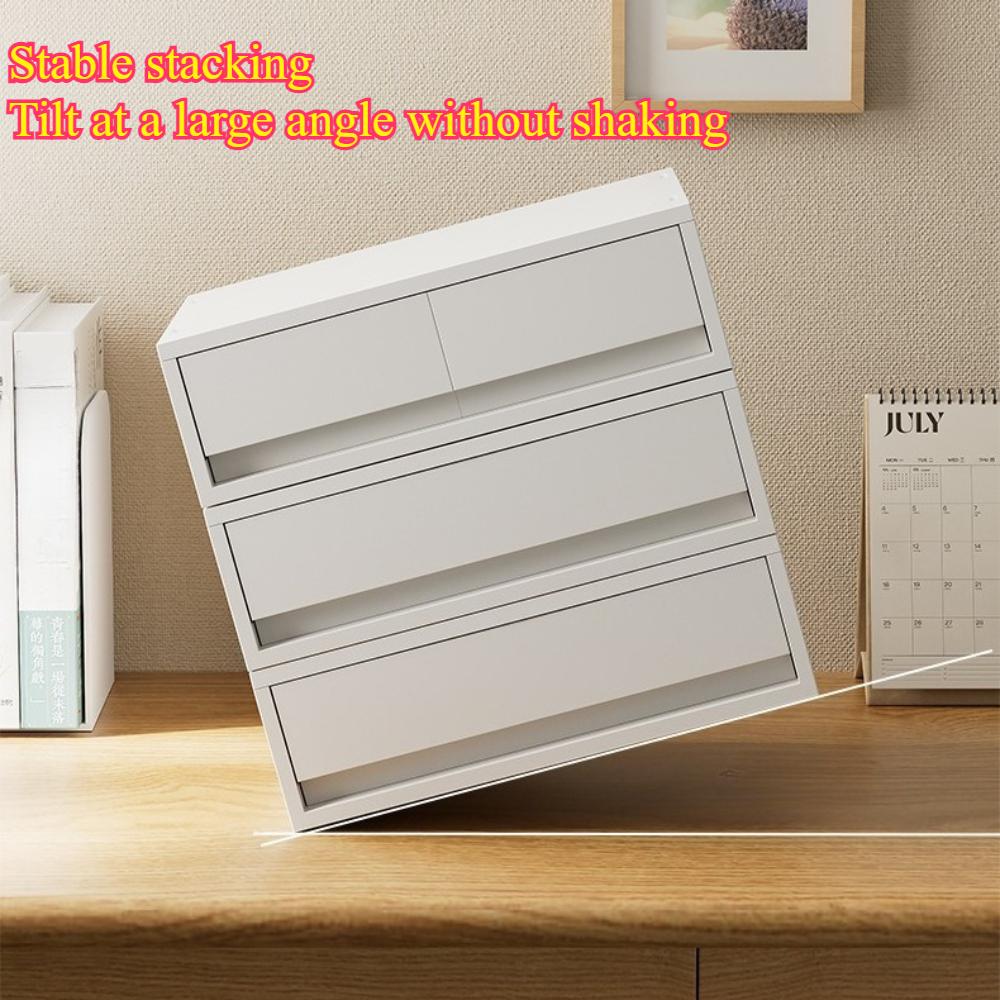 Desktop Storage Box Stackable White Storage Box Household Stationery Storage Multi-functional Storage Box Japanese Storage Box