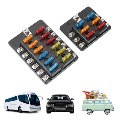Fuse Box Holder 32V 100A For Auto Car Boat Marine Plastic Cover 6 Ways 12 Ways Blade Fuse Block M5 Stud With LED Indicator Light