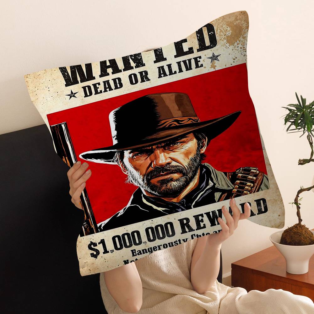 Spel R-Red Dead Redemption Rdr Kussenslopen Cartoon Bank Decoratief Huis Dubbelzijdig Bedrukken Kort Pluche Schattige Kussenhoes