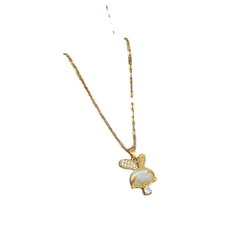 Light Luxury Full Diamond Micro-Inlaid Zir*****Pal Rabbit Necklace Copper Electroplated Real Gold Pendant