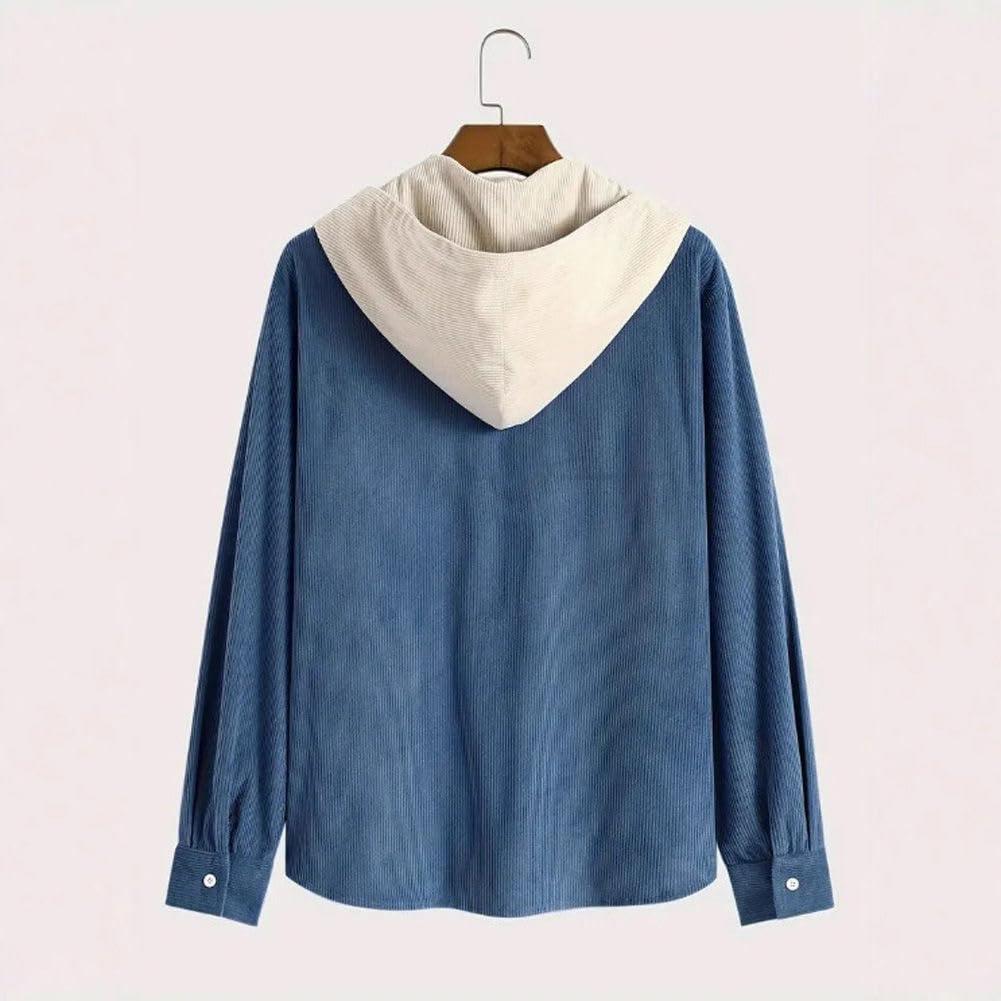 BUTMYJ Striped Corduroy Casual Hooded Plus Sizes Loose Long Sleeve Hooded Shirt for and Men's Hoodie, Outerwear, Available, Stylish, Fit, Fall,