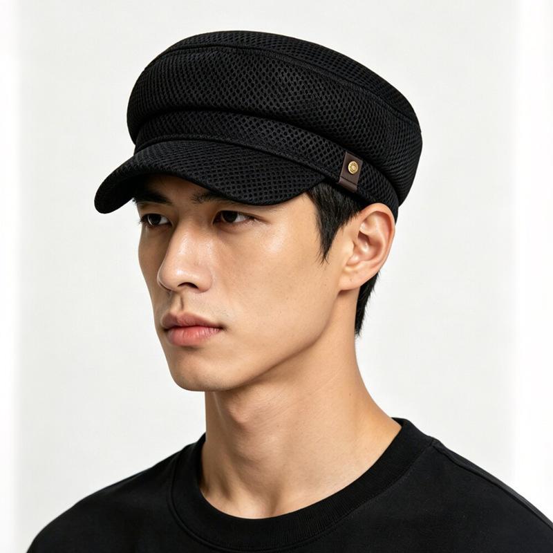 New Four Seasons Beret Hat Sunscreen Mesh Thin Flat Top Duck Tongue Hat Unisex Fashion Retro Military Caps Casual Equestrian Hat