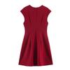 Kurzes ärmelloses Kleid mit V-Ausschnitt und Falten für Damen