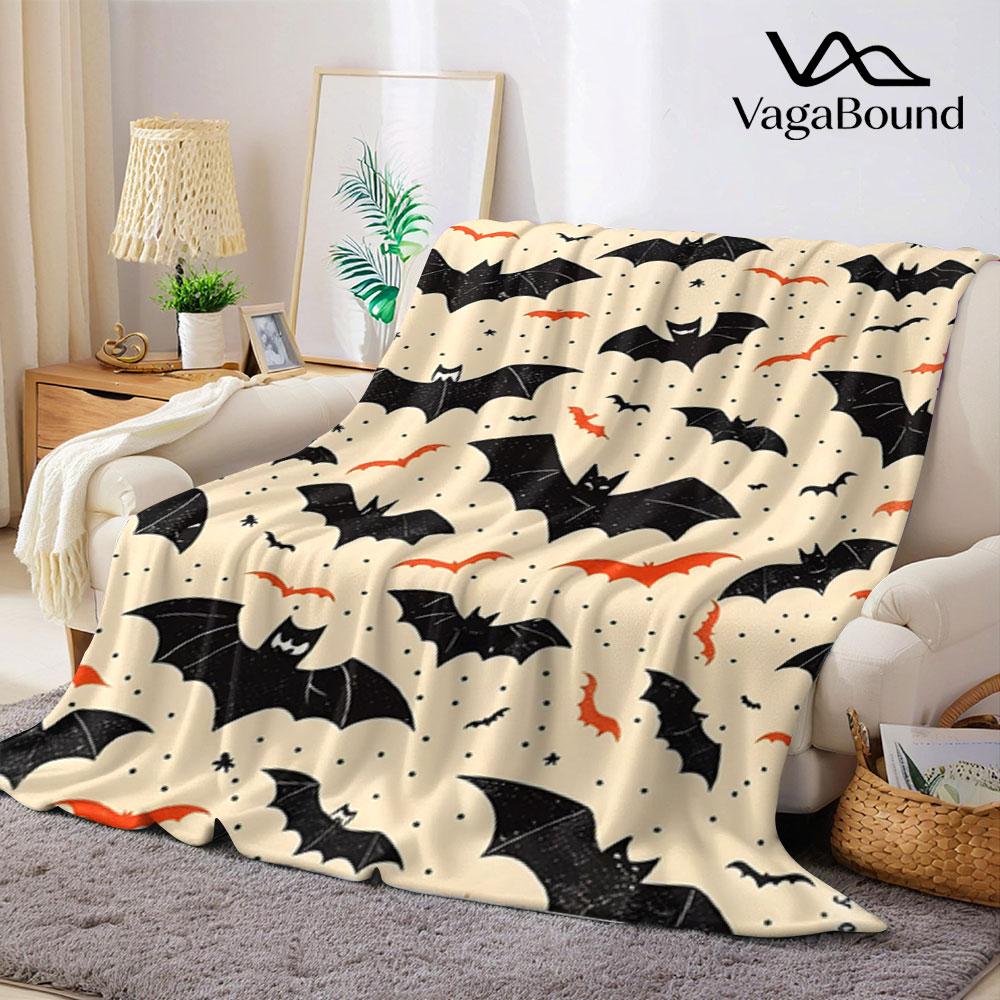 Halloween Bat Flannel Blanket Warm Soft Halloween Christmas Couch Warm Cozy Decorative Decor Gift for All Season