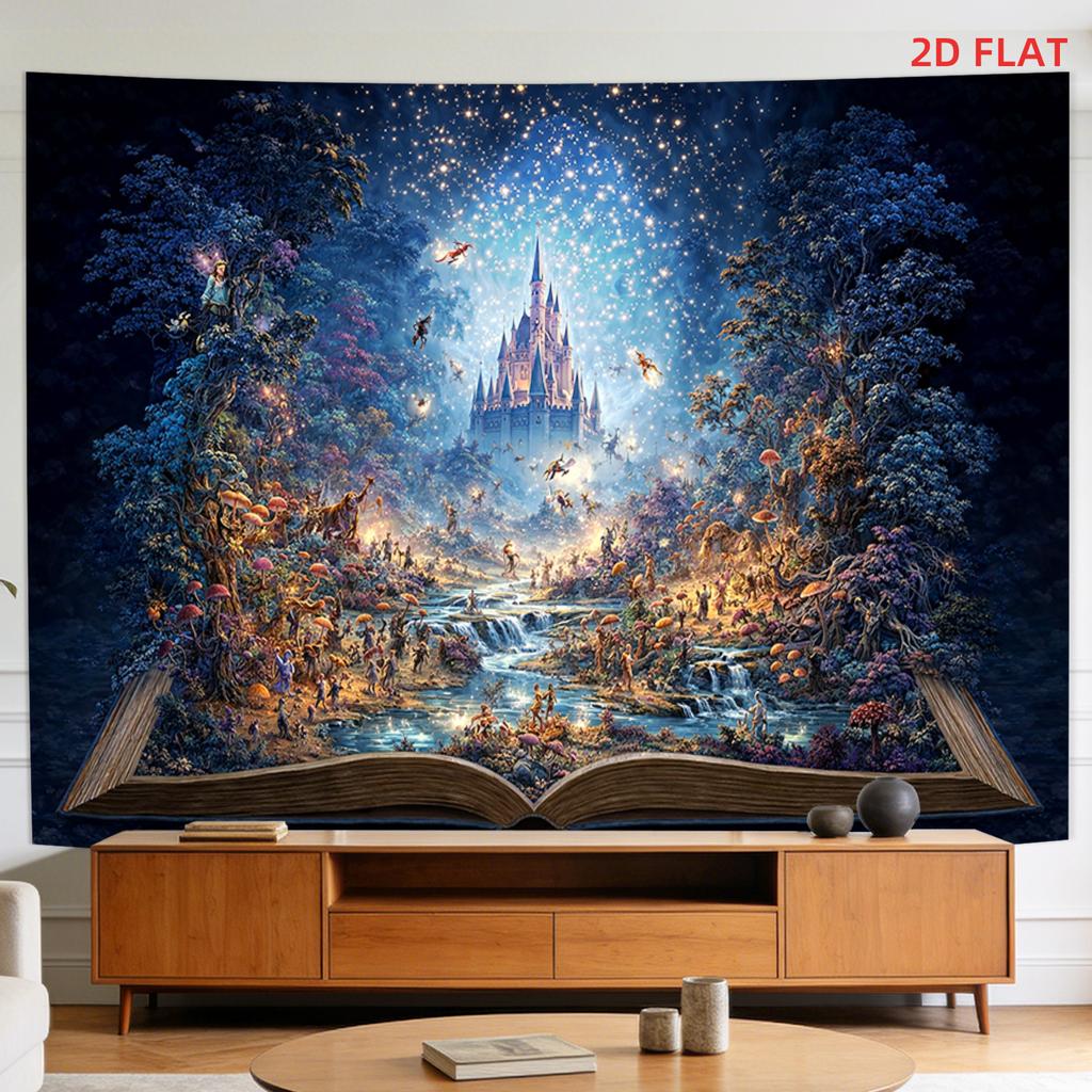 2D Flat - 2D Flat - 1 Large/Small Patterned Tapestry Printed on a 2D Plane - The Whole Tale, A Home Story, Ideal for Decorating Room Walls, Non-Lumino