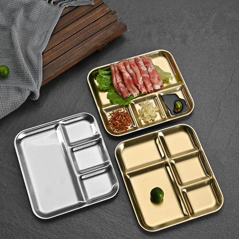Rectangle Stainless Steel Dinner Plate Food Storage Tray Restaurant Kitchen Dish Tools