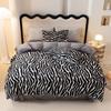 Cute Cartoon Strawberry Printed Duvet Cover Coral Fleece Autumn Winter Bed 4 Piece Set Wear Resistant Machine Washable Bedding