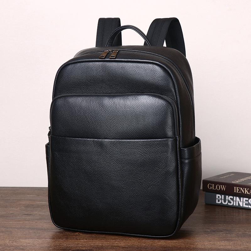 

Leather Backpack Premium Sense Men S 14-Inch Casual Daily Bag Fashion Casual Computer Backpack Men S чорний