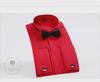 Swallowtail White Men's Stand Collar Long Sleeve Performance Dress Shirt