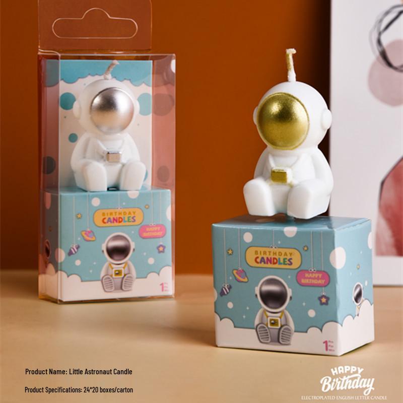 Gold & Silver Astronaut Birthday Cake Candles - Cute & Creative Party Decorations