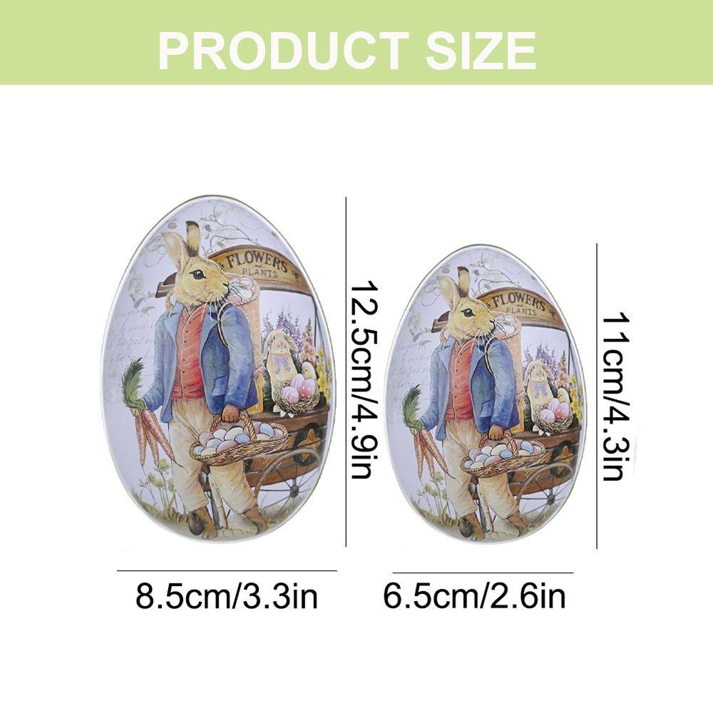 Painted Eggshel Packaging Candy Box Egg Shape Metal Tin Cans Fillable Tin Boxes  Party Accessory