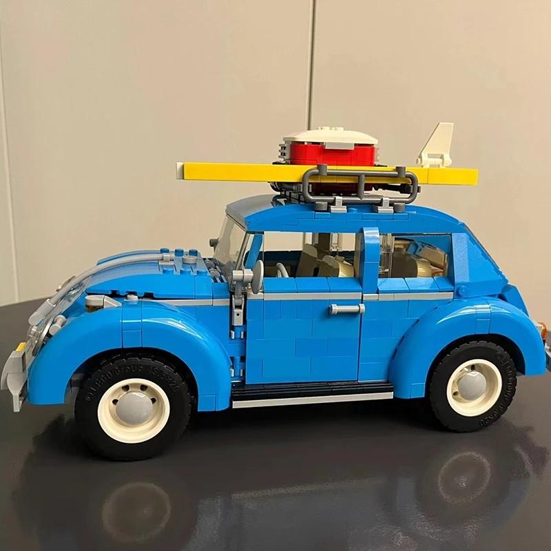Technical Classic Blue Beetle Car Building Blocks Creative Beetle Vehicle Model Bricks Toys for Kid Birthday Gifts