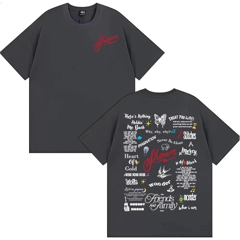 Shawn Mendes Album Tour 2025 Bedrucktes T-Shirt für Männer Frauen Lässiges Baumwoll-Oversize-T-Shirt Mann Vintage Hip Hop Popmusik T-Shirt