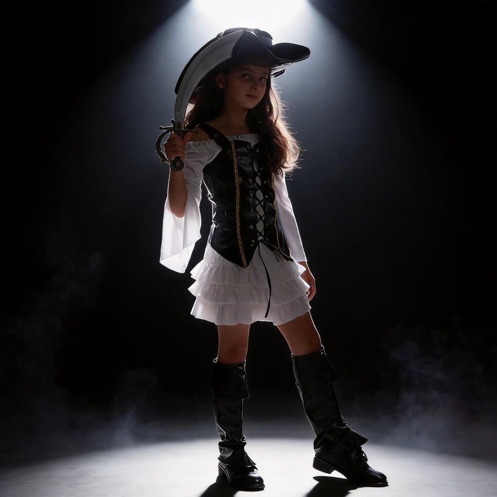 Halloween Mädchen Piraten Cosplay Kostüm Aus Polyesterstoff Für Bühnenveranstaltungen Und Kostümpartys