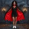 Stand-up Collar Halloween Hooded Cloak Solid Color Witch Cape  Carnival Festival