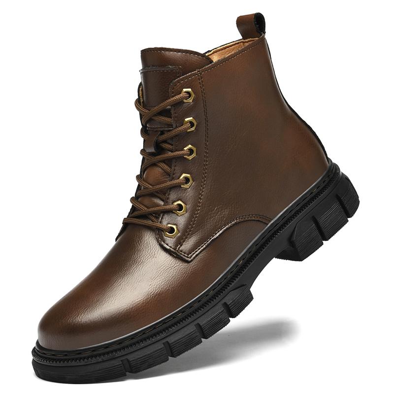 Men's Boots Retro-style Leather Boots Thick-soled Durable 2025 Men's High-top Casual Shoes Lace-up Men's Leather Boot Zapatos