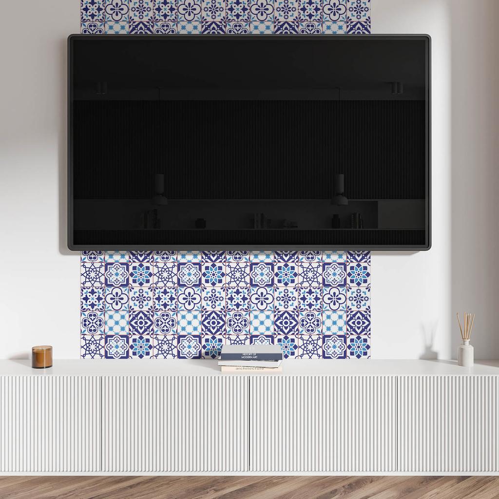 Self-Adhesive Panel With Graphics For Dining Room PVC 120x60 cm Mosaic Pattern with Flowers