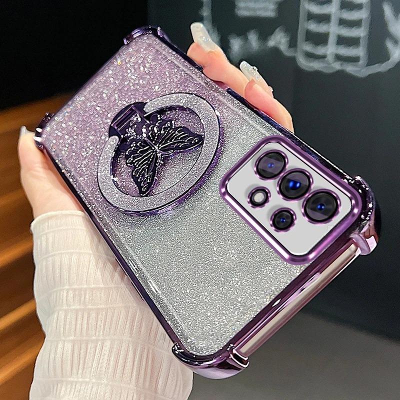 

Подходит для чехла для мобильного телефона Samsung S25 Ultra, гальванизированный кронштейн-бант, S24, противоударный, A55, градиентный, с плёнкой для объектива со вспышкой Samsung A23