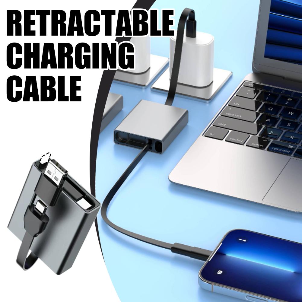 4IN1 66W PD Computer Data Cable Retractable USB C Cable Type C to Type C Cable PD Data Cord for Samsung Xiaomi