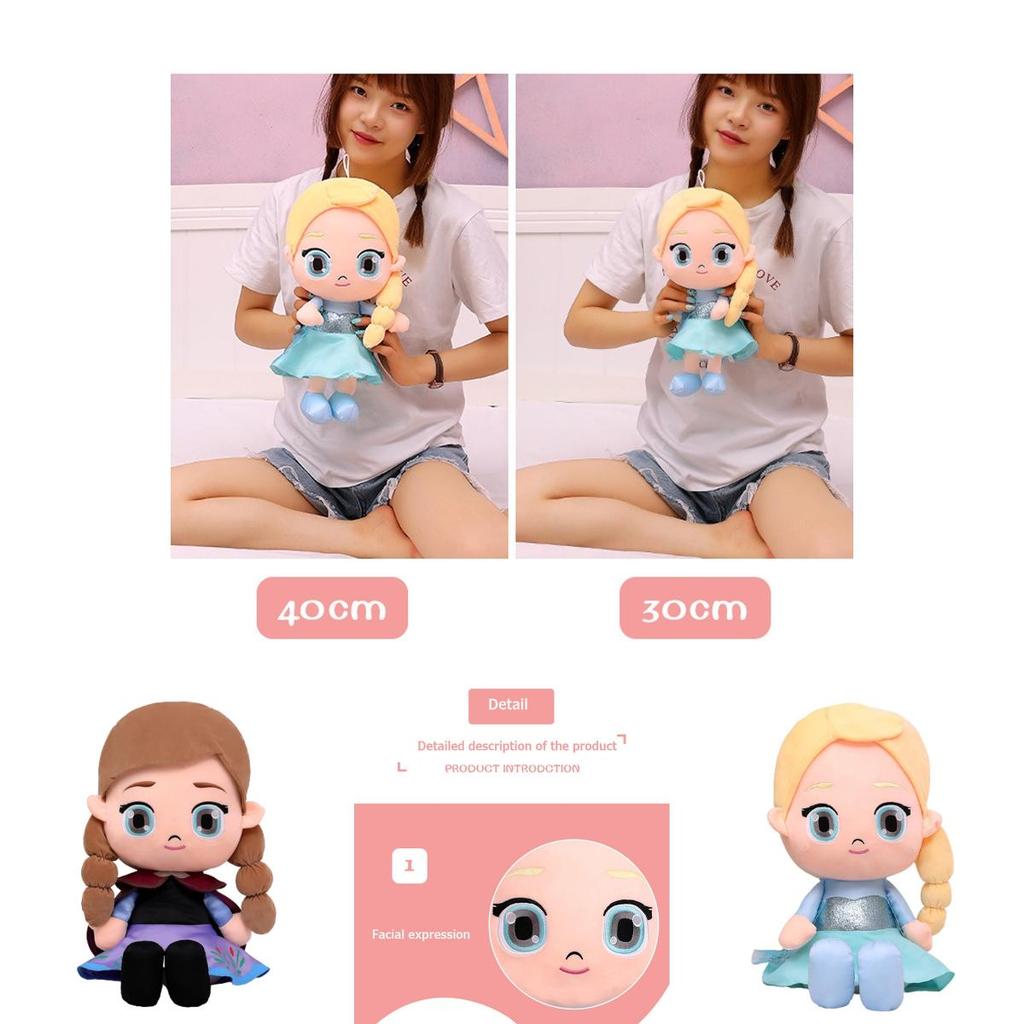 Jouet Peluche Disney La Reine des Neiges Anna Elsa Poupée Douce Remplie Pour Décoration de Chambre Doux pour la Peau et Collectionnable