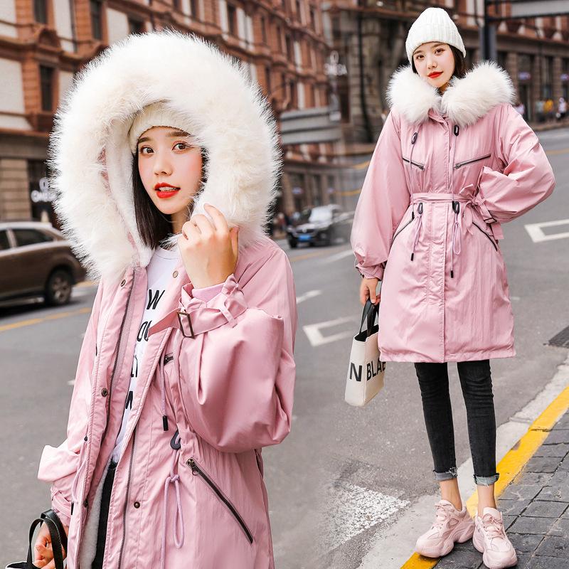 Cotton Women's Long Section Slim Waist Cotton Jacket Winter Thick