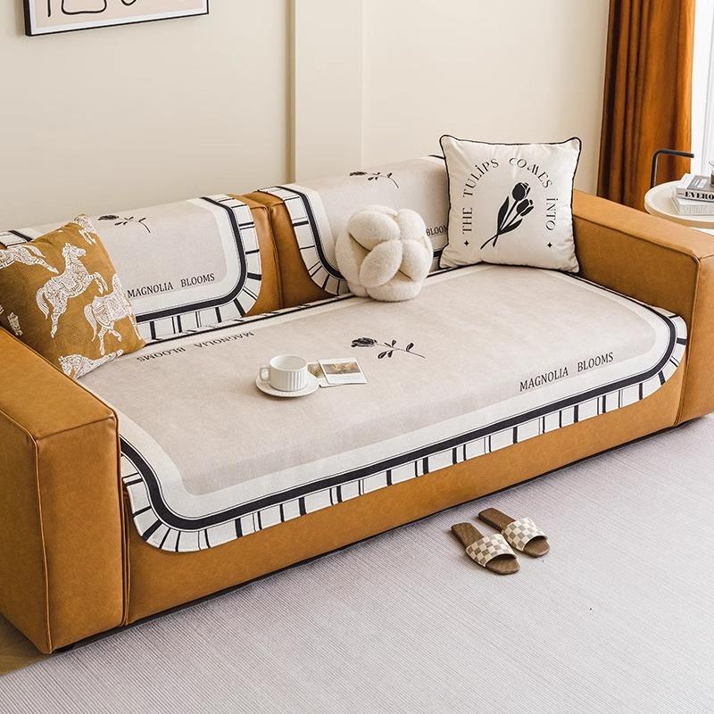 Retro French Sofa Cushion Light Luxury High-End Seat Cushion Chenille Four-Season Universal Straight Row Sofa Cover Cover Cloth