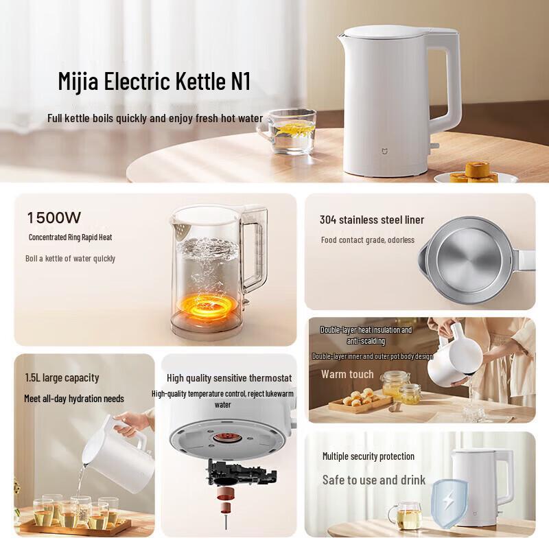 Xiaomi 1,5L Edelstahl Elektrische Kanne N1