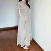 New Arrivals Open Run Women Unique Wrap Long Dress Waist Strap Short Sleeve